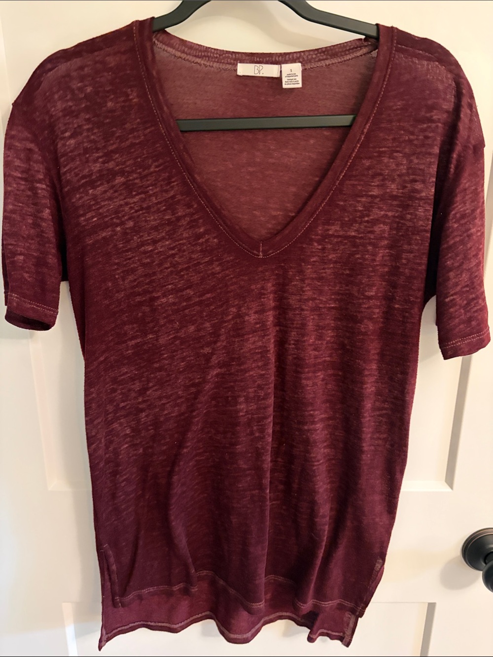 bp Burgundy Slub V-Neck Short Sleeve Tee